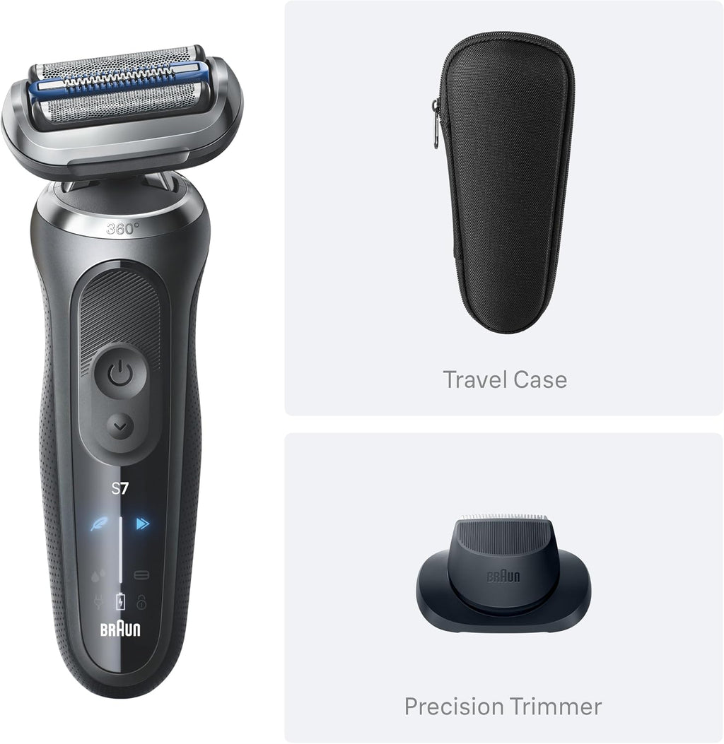 Braun Electric Shaver for Men, Series 7 7171cc, Wet & Dry Shave, Turbo & Gentle Shaving Modes, Waterproof Foil Shaver with Precision Trimmer, Space Grey