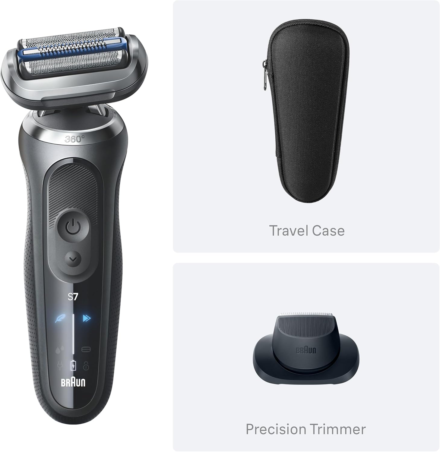 Braun Electric Shaver for Men, Series 7 7171cc, Wet & Dry Shave, Turbo & Gentle Shaving Modes, Waterproof Foil Shaver with Precision Trimmer, Space Grey