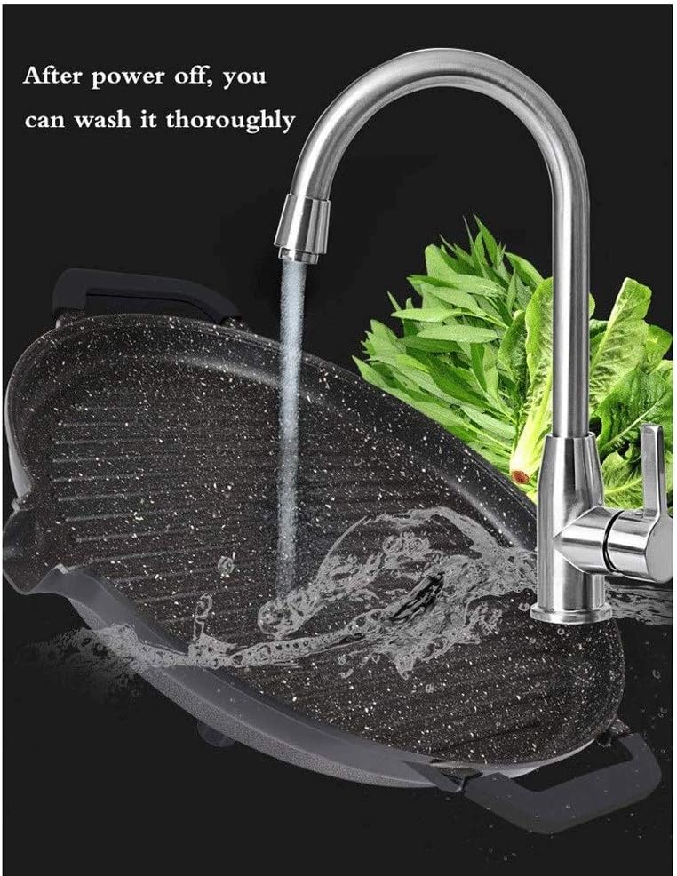 Barbecue Grill Round Pan Electric Baking Pan Smokeless and Non-stick Stone Barbecue Pan Non-stick Smokeless Indoor Grill Stovetop Plate