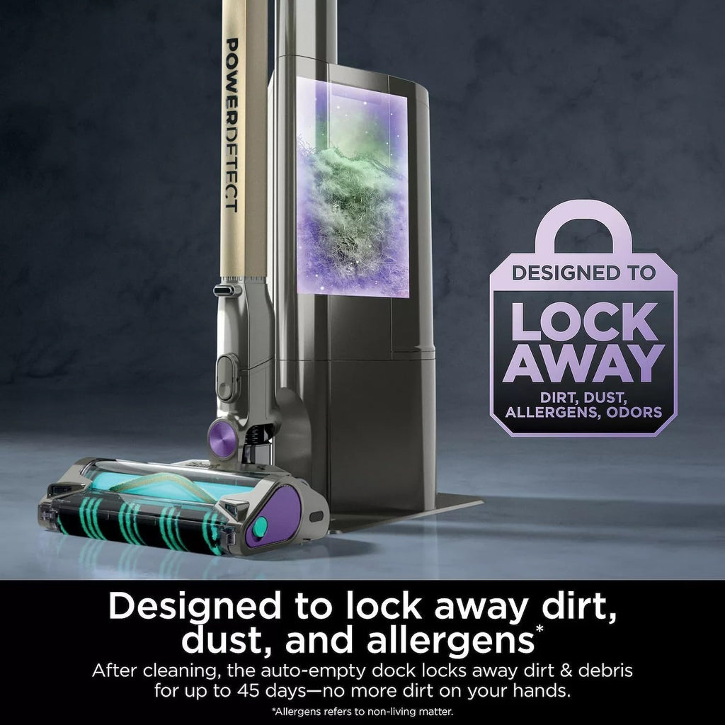 Shark Cordless Vacuum Cleaner with HEPA Filter, PowerDetect Clean & Empty, Powerful Suction, Auto-Empty System, Pet Hair Pickup, Carpets & Hardfloor, Purple/Gold (Renewed)