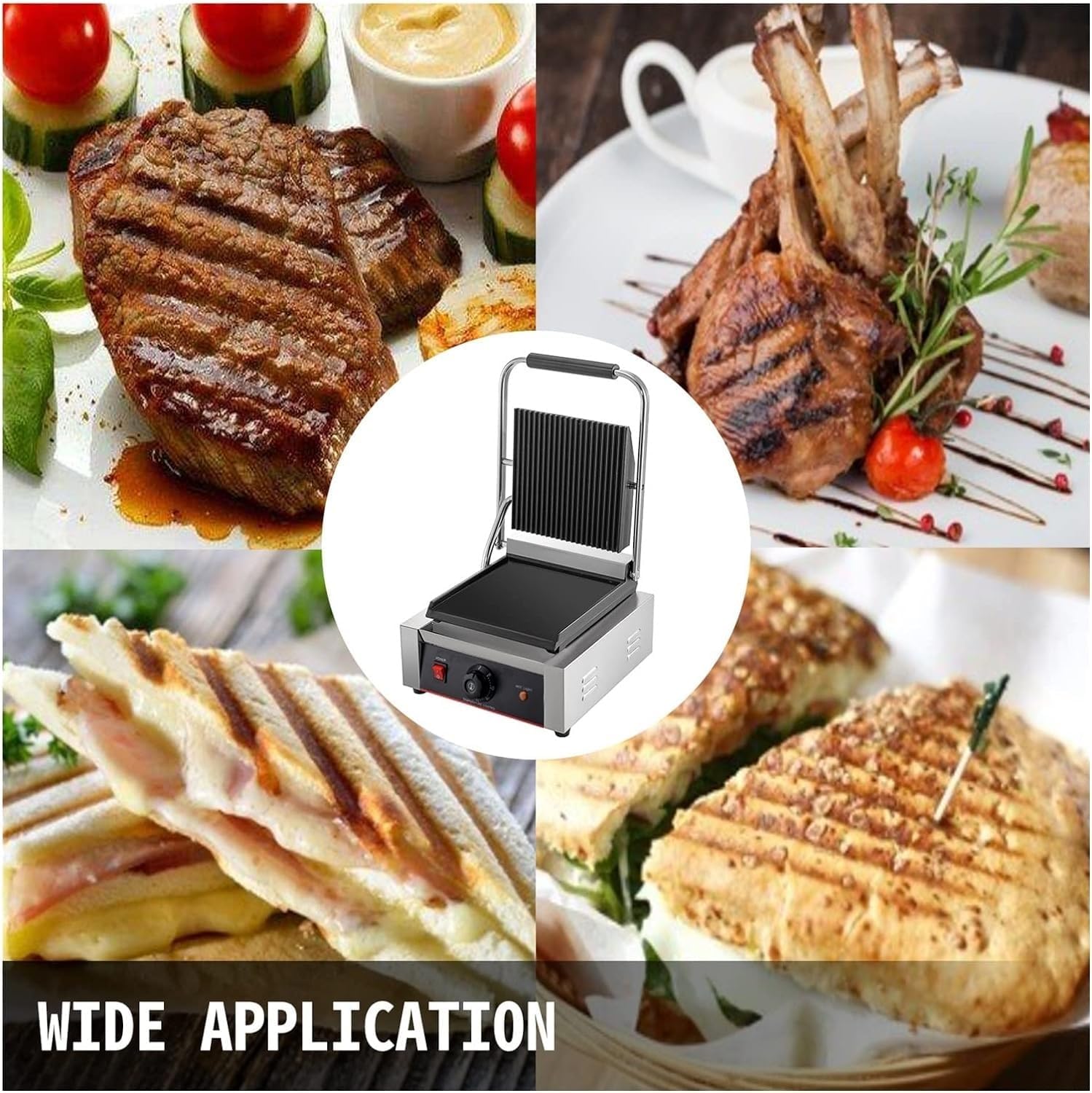 Electric Contact Grill Commercial Pancake Maker Grill, Non-Stick For Outdoor Camping Cooking Sandwiches Steaks Meats Easy To Use For Beginners And Professionals Alike ( Color : Double Wave Plate )