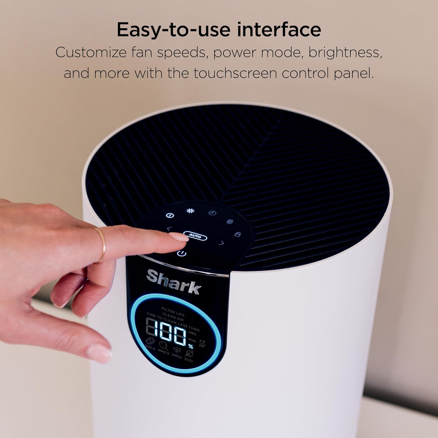 Shark Air Purifier for Home Large Room, Clean Sense Technology, HEPA Air Filter, 1000 Sq Ft, Kitchen, Filters Smoke, Captures 99.98% of Particles, Pet Dander, Pollutants, Dust, Allergens, HP201