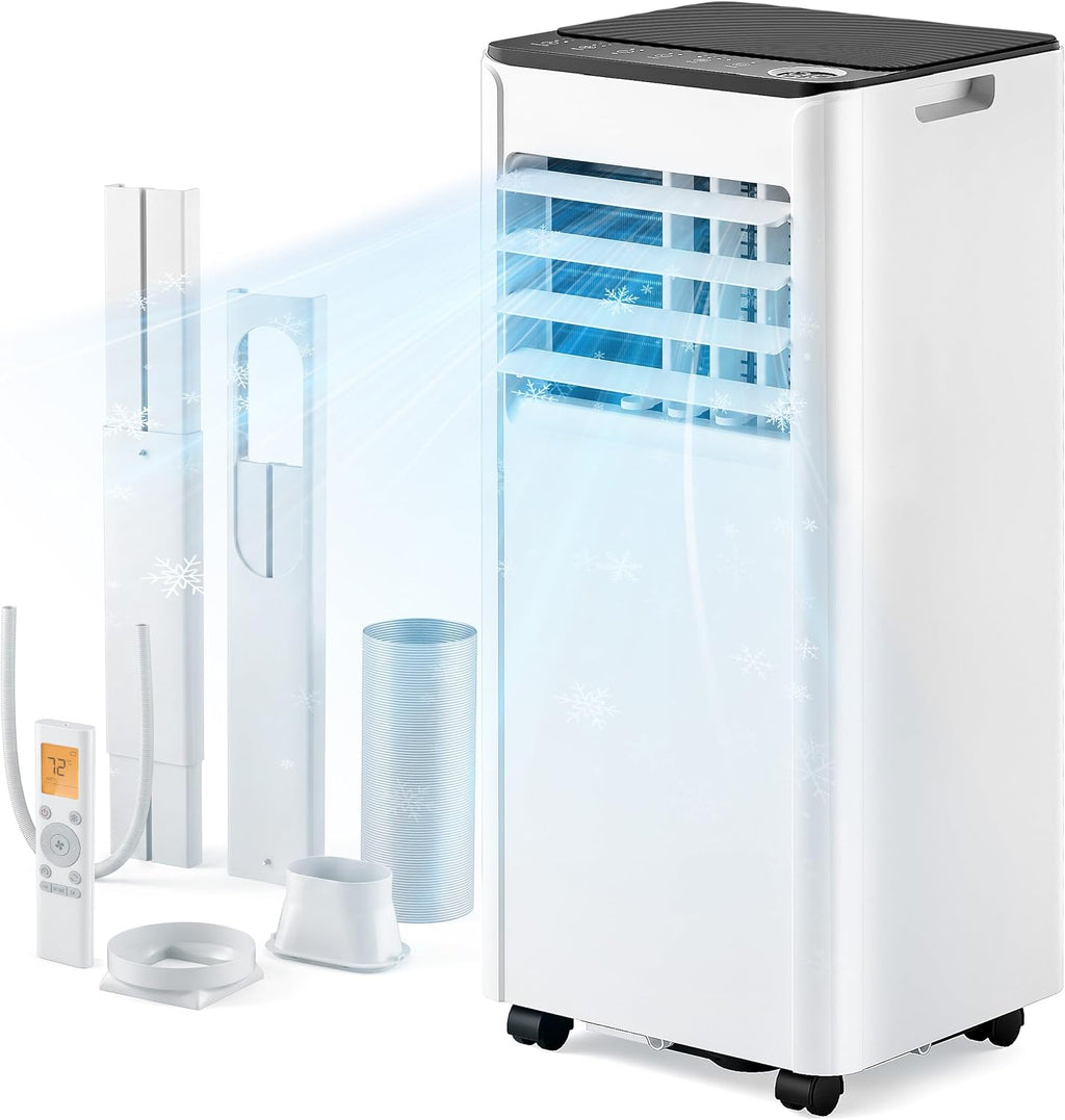 EUHOMY 8,000 BTU Portable Air Conditioners, 4-in-1 Portable AC Unit Cools Up to 350 Sq.Ft, with Cool, Fan, Dehumidifier, Sleep Modes, 24H Timer, Remote, Window Installation Kit for Bedroom