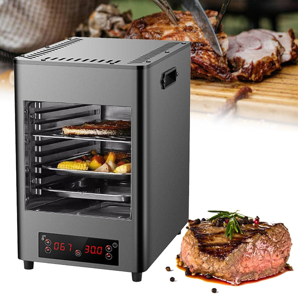 1700w Indoor Electric Steak Broiler,8-Layer Portable Countertop Oven with 30min Timing & 8 Gears 100-800℃ Temperature Adjustment (Grey)