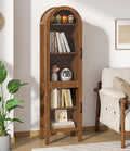 Lxsxlome 64.17 in Tall Arched Display Cabinet with Acrylic Glass Doors 5-Tier Kitchen Pantry Storage Cabinets Modern Wood Curio Cabinet Bookcase for Living Dining Room (Walnut, 16.92''W)