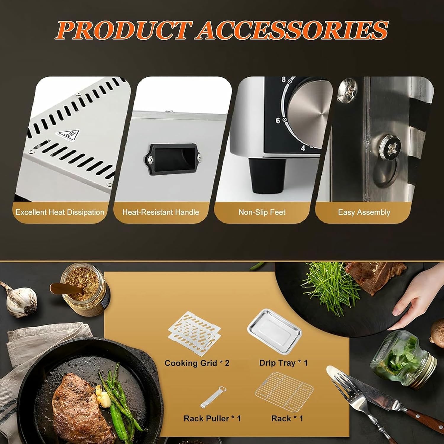 Small Steak Oven, Portable Indoor Broiler, 1500°F Stainless Steel Barbecue Grill with 6/8-Tier Adjustable Rack, Steak Cooker Machine for BBQ,110V