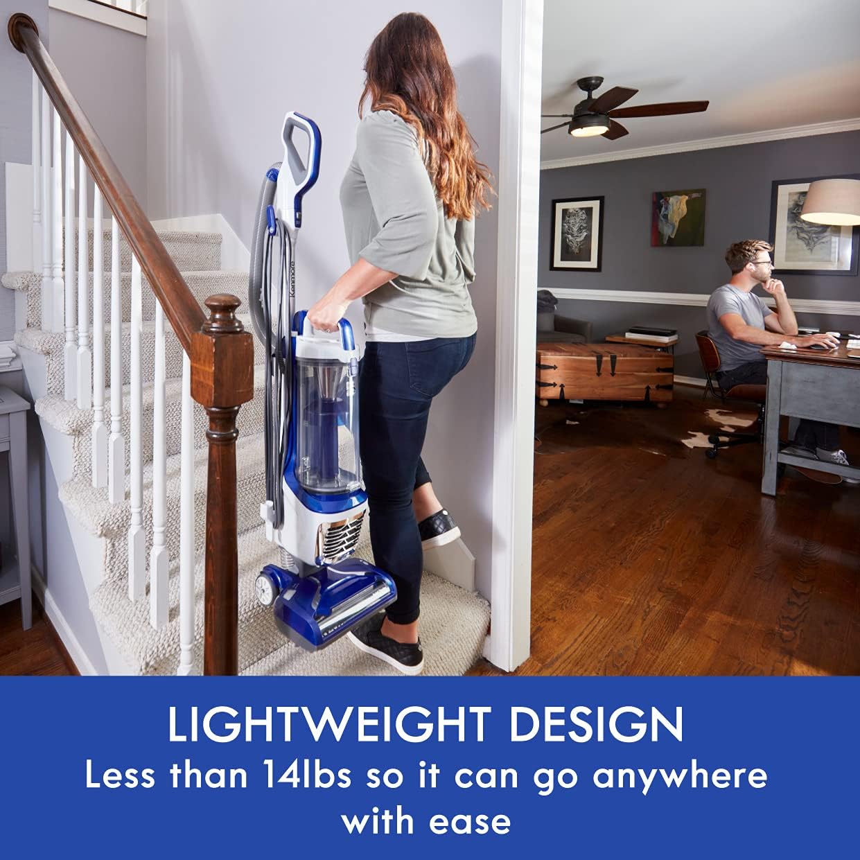 Kenmore DU5080 Bagless Upright Vacuum Lift Cleaner 2-Motor Power Suction with HEPA Filter, 3-in-1 Combination Tool, Pet Handi-Mate for Carpet, Hard Floor, Navy, 2 Liters