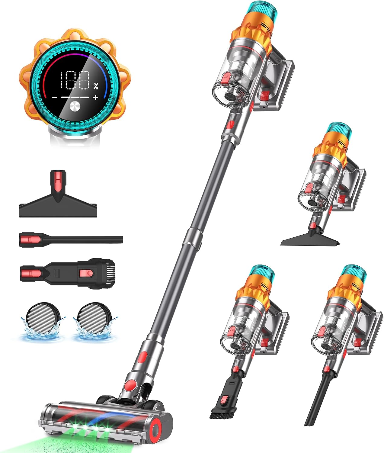 REBANIC Cordless Vacuum Cleaners for Home,8-in-1/65Min/600W/48Kpa Powerful Suction,Self-Standing Cordless Stick Vacuum Cleaner,Lightweight Anti-Tangle Rechargeable Vacuum for Floor/Carpet/Pet Hair/Car