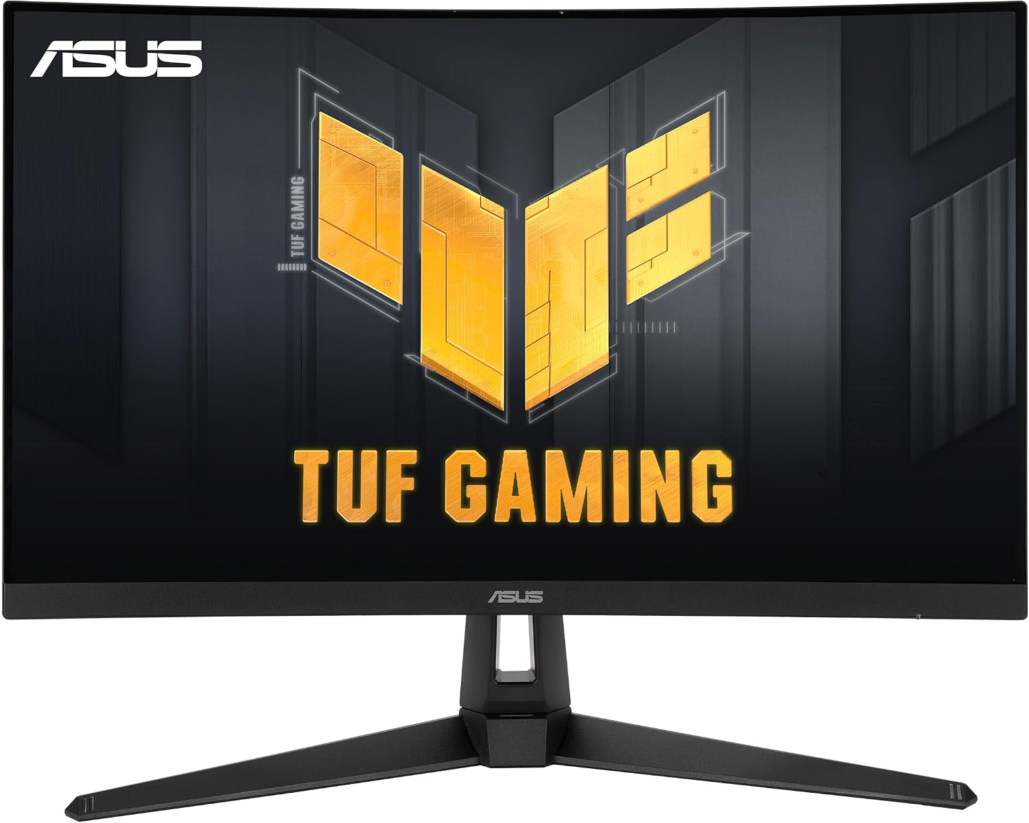 ASUS TUF Gaming VG27VH1B 27' Curved Monitor, 1080P Full HD, 165Hz (Supports 144Hz), Extreme Low Motion Blur, Adaptive-sync, FreeSync Premium, 1ms, Eye Care, HDMI D-Sub, Black