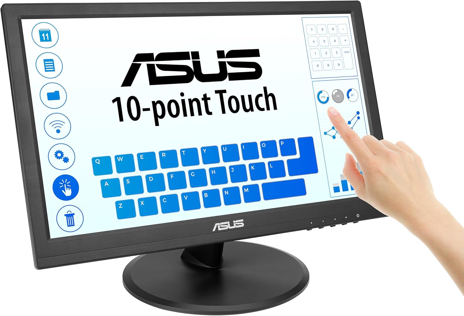 ASUS 15.6' 1080P Touch Monitor (VT169HE) - Full HD, 10-Point Touchscreen, IPS, Wide Viewing Angle, Frameless, Eye Care, Flicker Free, Low Blue Light, HDMI, Windows 11 Compliance, VESA Mountable