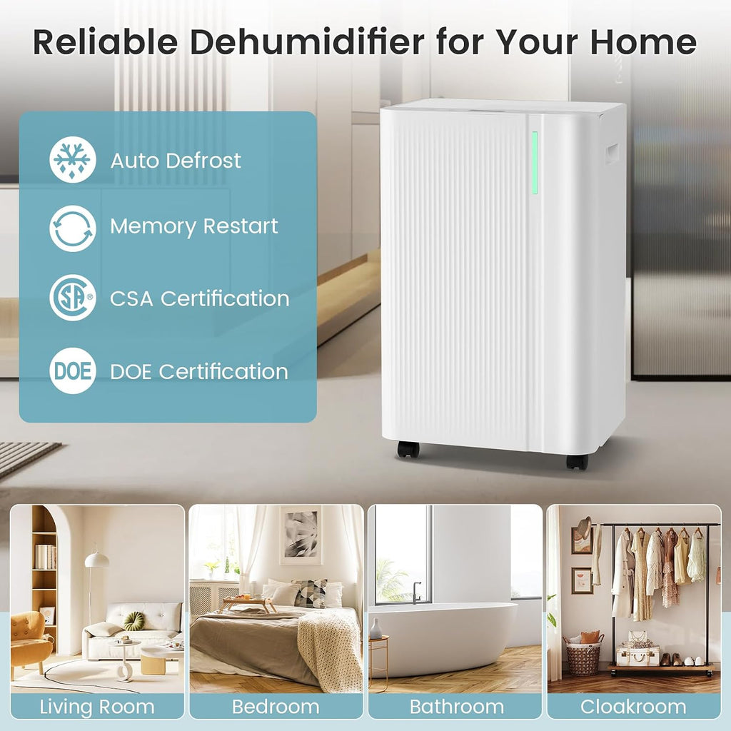 ARLIME 4500 Sq.Ft Dehumidifier for Home, 54 Pints Dehumidifier for Bathroom Bedroom Basement w/Drain Hose, 3 Modes, LED Display, 3-Color Indicator Light, 24H Timer, Child Lock & Auto Defrost