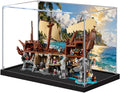 Acrylic Display Case for Lego 21363 The Goonies Pirate Ship Building Set– Dustproof Display Box, Display Box Compatible with Lego 21363-Only Display case (Back Spray Black Base 1)