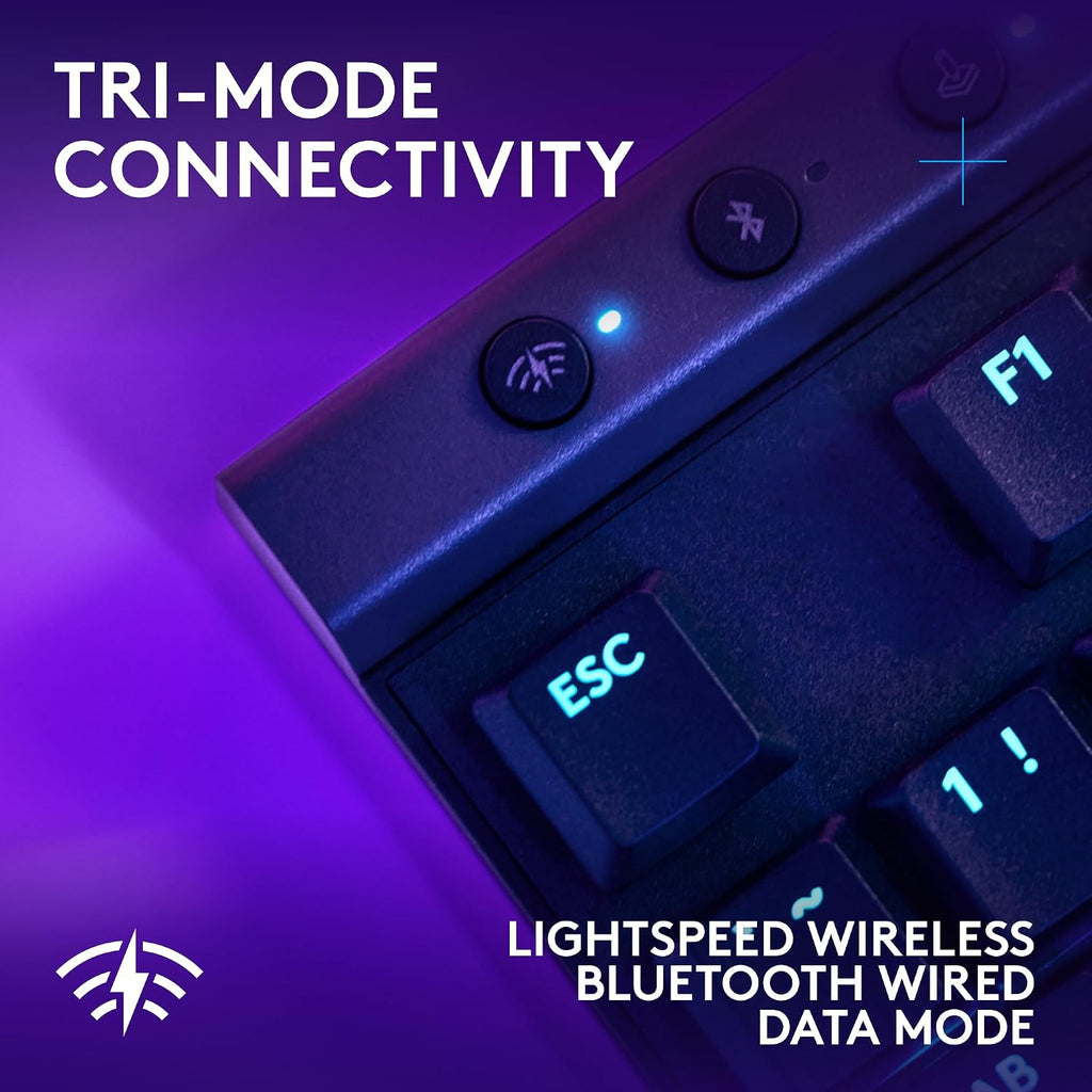 Logitech G515 Lightspeed TKL Low Profile Wireless Gaming Keyboard, LIGHTSYNC RGB, Thin Tenkeyless Design, Double-Shot PBT Keycaps, Linear (Red) Mechanical Switches - Black