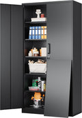 SISESOL Wide & Deep Metal Storage Cabinet with 2 Doors and 6 Shelves,72x36x18 Garage Storage Cabinet,Tall Black Locking Metal Cabinets with Lock,Steel Locked Cabinets for Home,Office,Garage,School