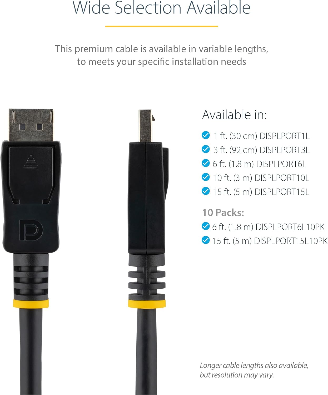 StarTech.com 10-Pack 15ft (4.6m) DisplayPort 1.2 Cable - 4K x 2K Ultra HD VESA Certified DisplayPort Cable - DP Video/Display Cord - Latching DP Connectors