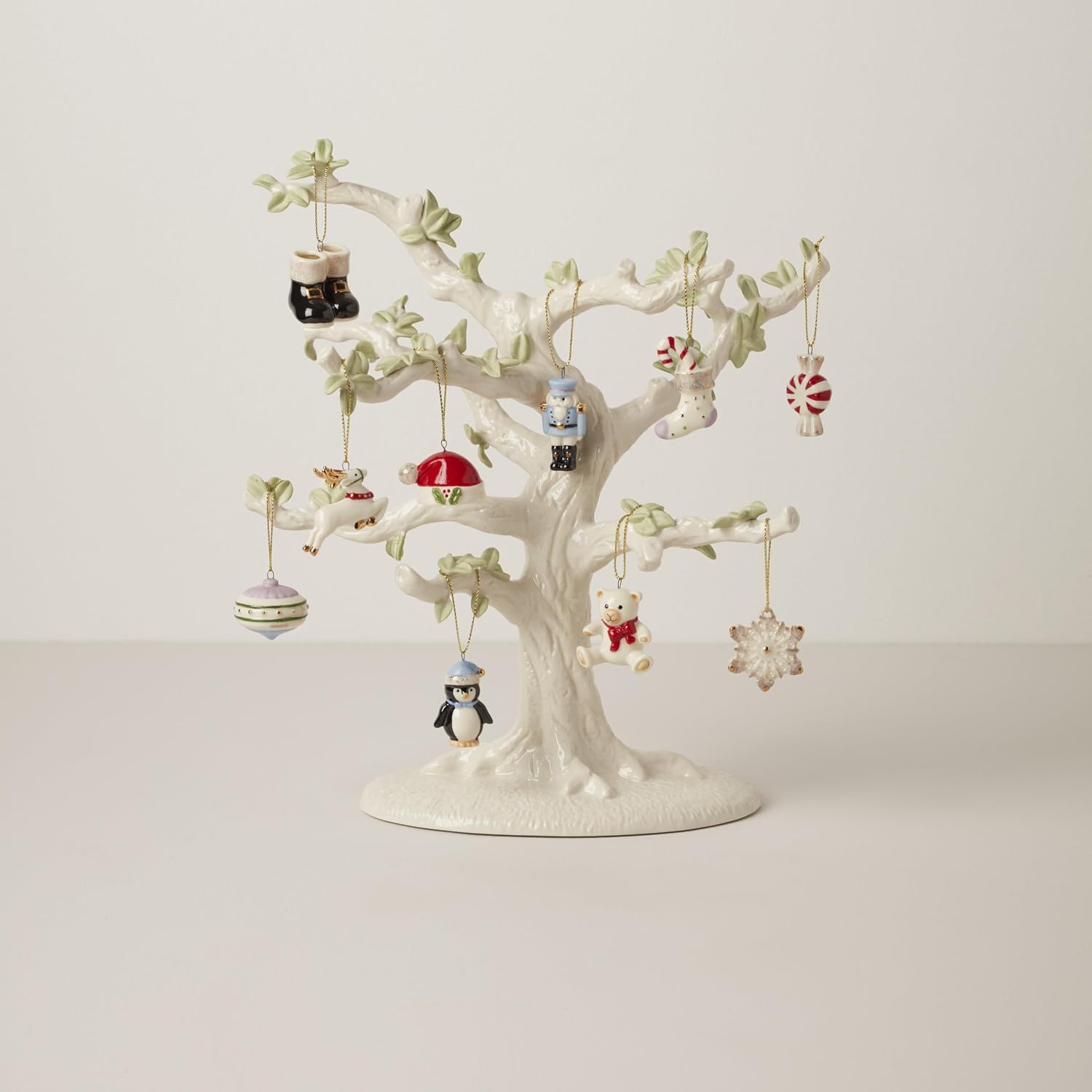 Lenox 868996 Christmas Memories 10-Piece Ornament & Tree Set, Display Stand