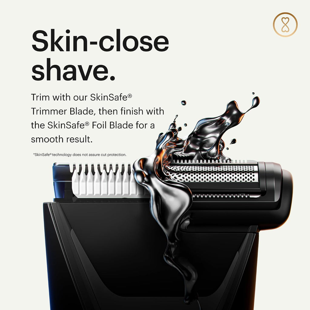 MANSCAPED® The Lawn Mower® 5.0 Ultra Groin & Body Hair Trimmer – Dual-Head SkinSafe® Trimmer & Foil Blades, Waterproof Wet/Dry Groomer, USB-C Rechargeable with Travel Case, Men's Ball Shaver, Black