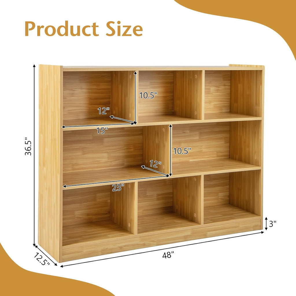 Giantex 8 Cube Bookcase, Freestanding 3-Tier Open Bookshelf, Modern Storage Display Cabinet, Wood Cube Storage Organizer for Living Room, Kid's Room, Burlywood