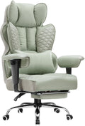 COMHOMA Big and Tall Office Chair Wide Ergonomic Gaming Chair with Deluxe Embossing Designed Leather with Foot Rest,150°Reclining Adjustable Armrests Pocket Spring Back Support and Pillow