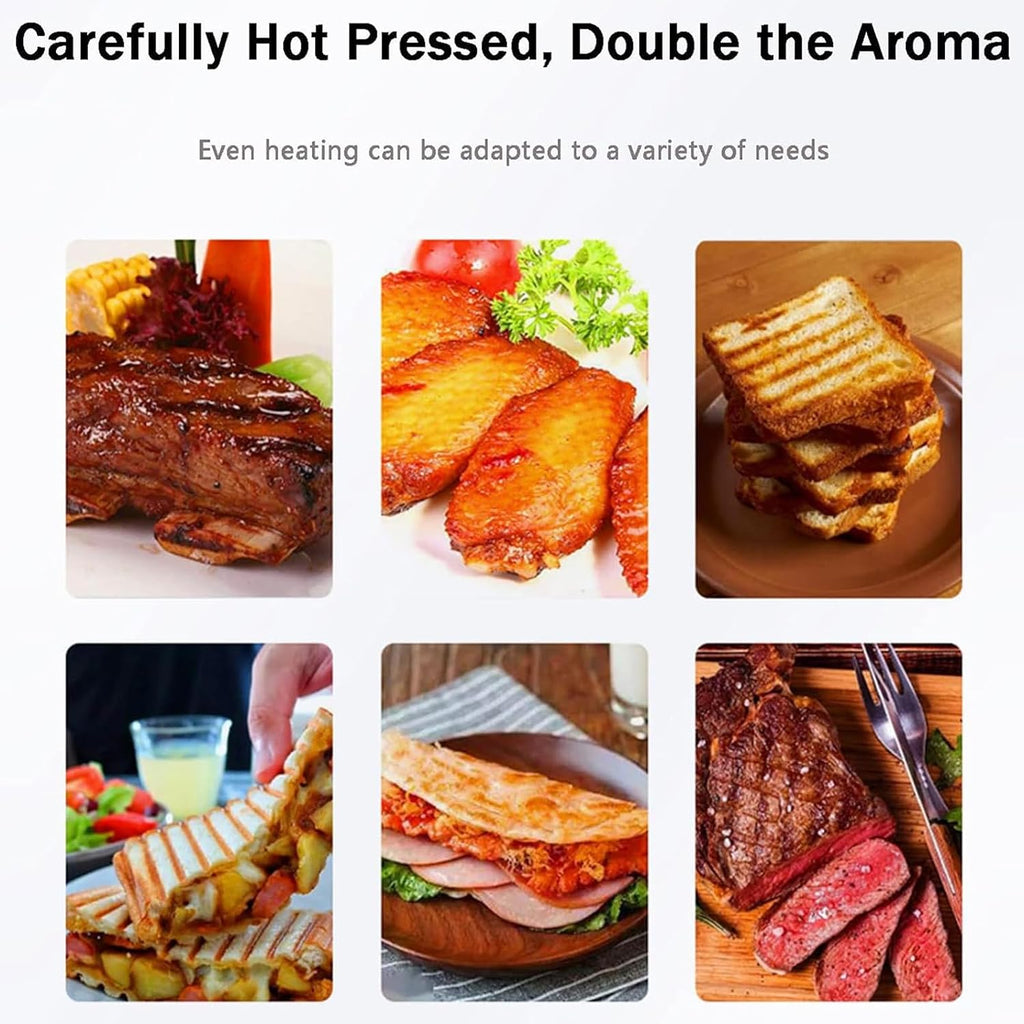 Commercial Panini Press with Grooved Grill Sandwich Maker Machine Electric Contact Grilled Cheese Machine Tuna Melt Omelets Non-Stick Cooking Surface Temperature Control,1800W