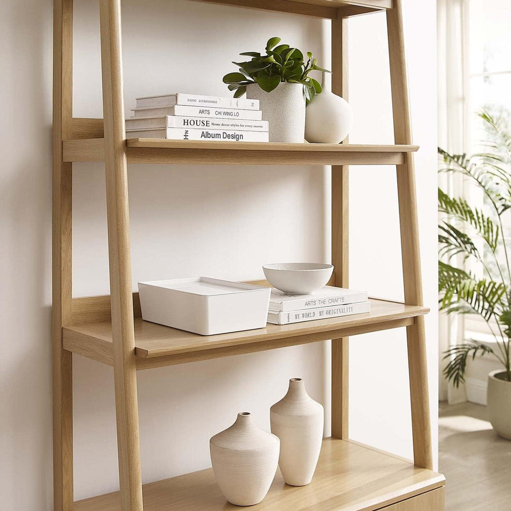 Modway 33' Bookshelf Display Case in Oak