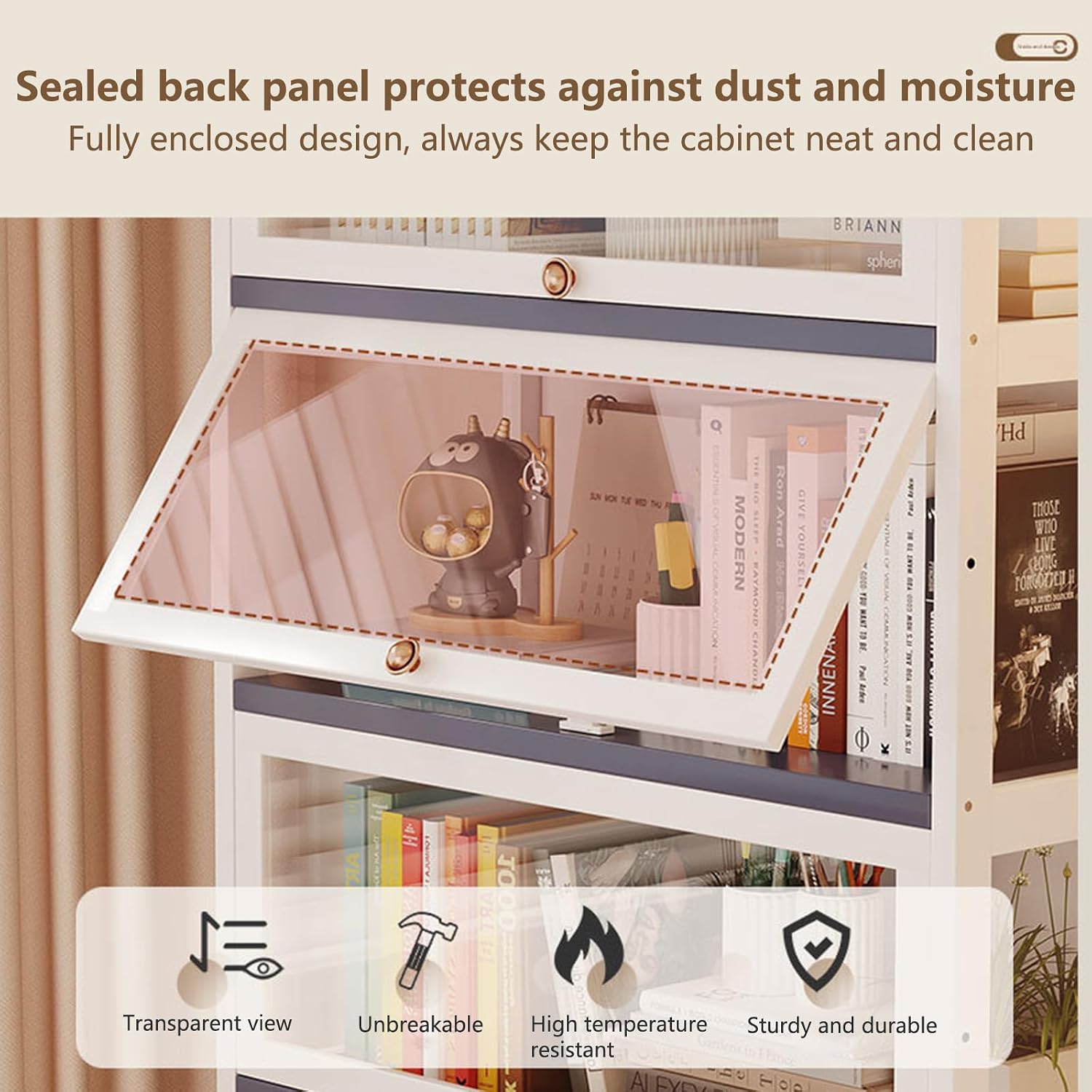 Showcase Display Cabinet 4 Tier Curio Display Cabinet Shelves with Acrylic Door Curio Display Cabinet,Collectibles Toy Organizers Rack & Display Shelf Storage Cabinets and Bookcase