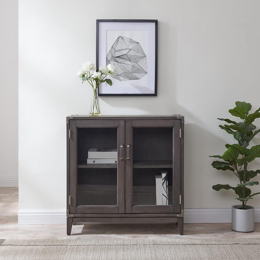 Leick Home 24010 Beckett Cabinet, for Living, Foyer, Entry Way, Dining Room, Bedroom, Anthracite/Pewter, Grey, Small
