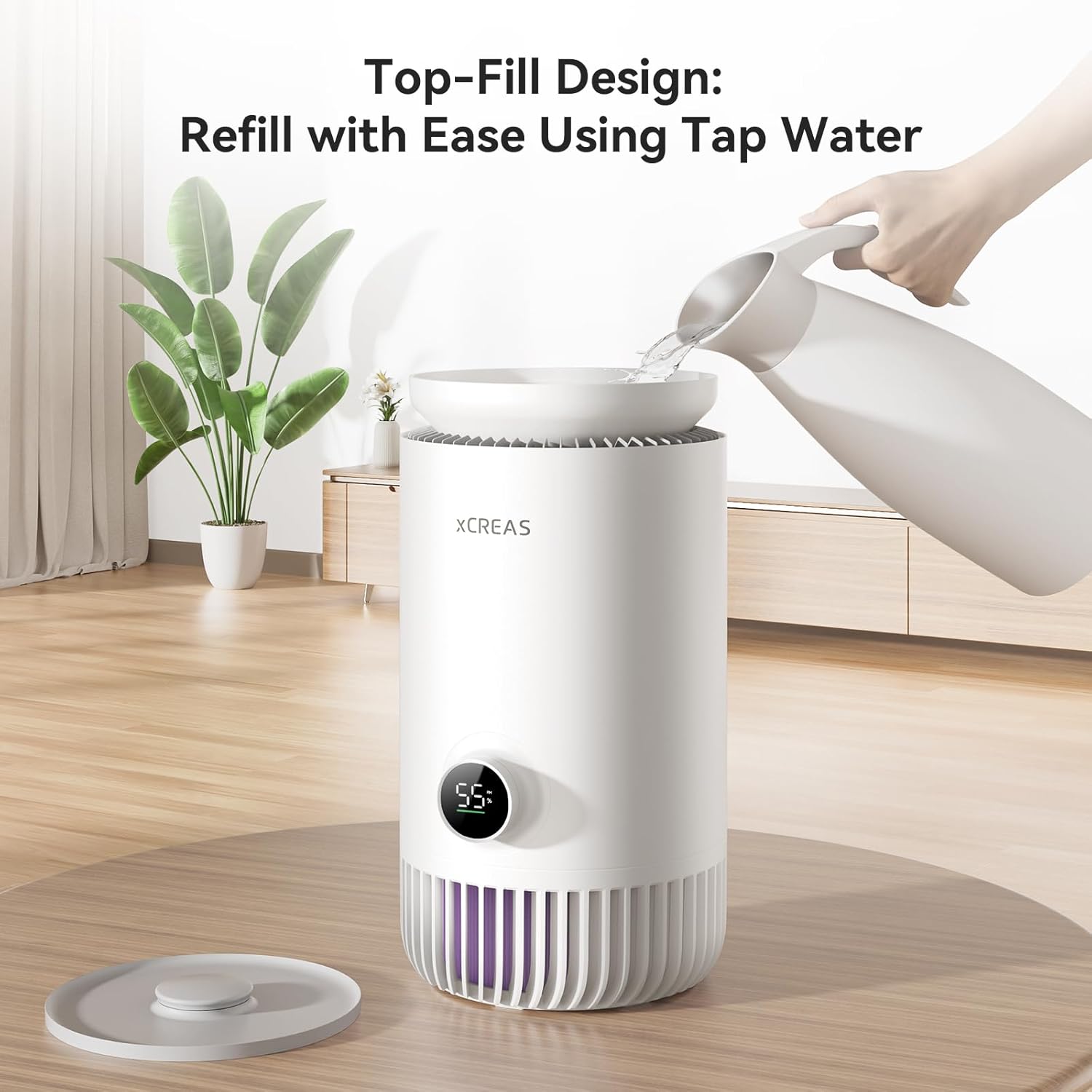 Humidifier and Air Purifier in One, Evaporative No-Mist HEPA Air Purifier & Humidifier Combo for Bedroom, 0.8-Gal Top-Fill Water Tank, Ultra-Quiet 23dB