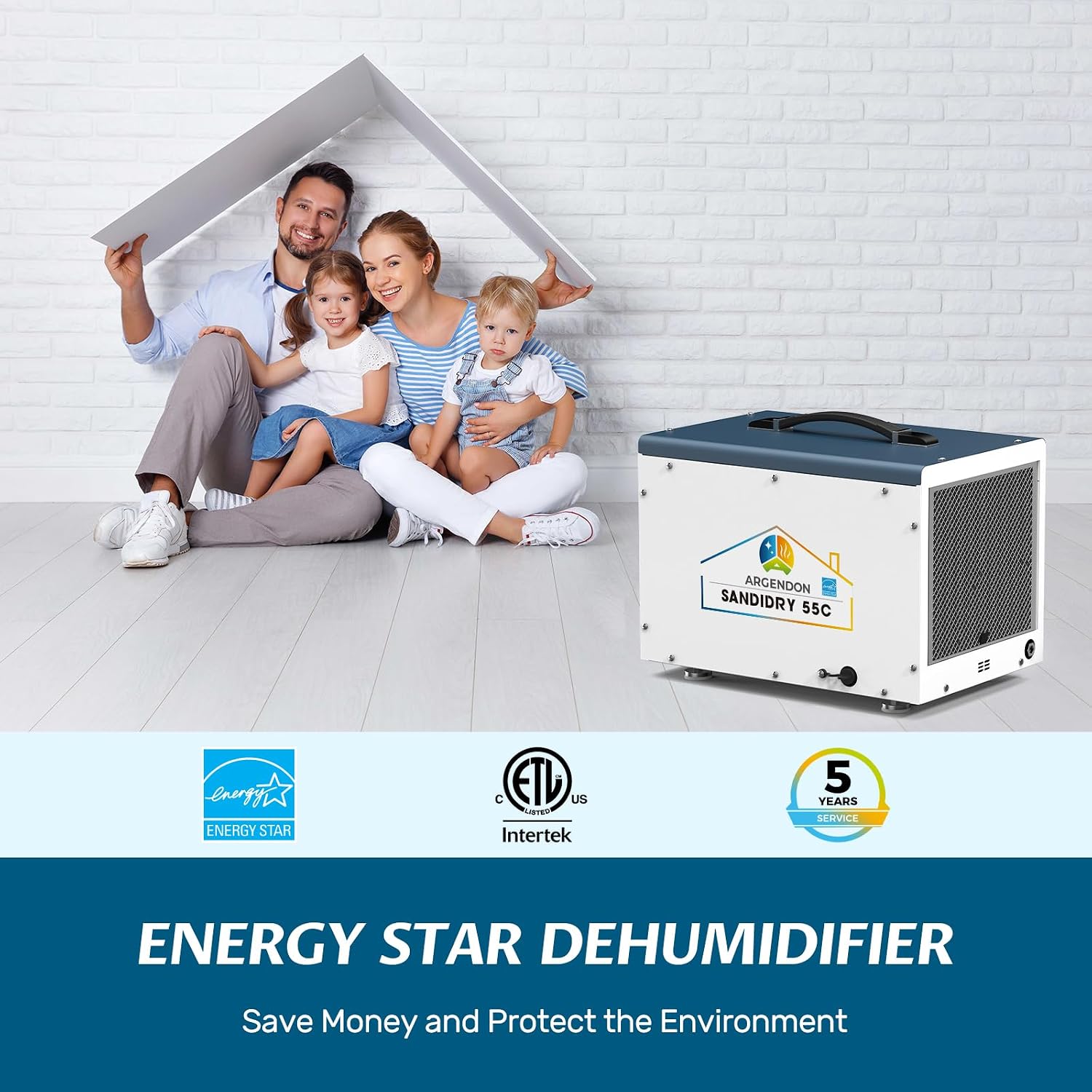 Argendon Commercial Dehumidifier with Pump for Crawlspace, Energy Star 120 Pints Basement Dehumidifier with Drain Hose for Large Space, Water Damage Unit, Ideal for Industrial and Job Sites