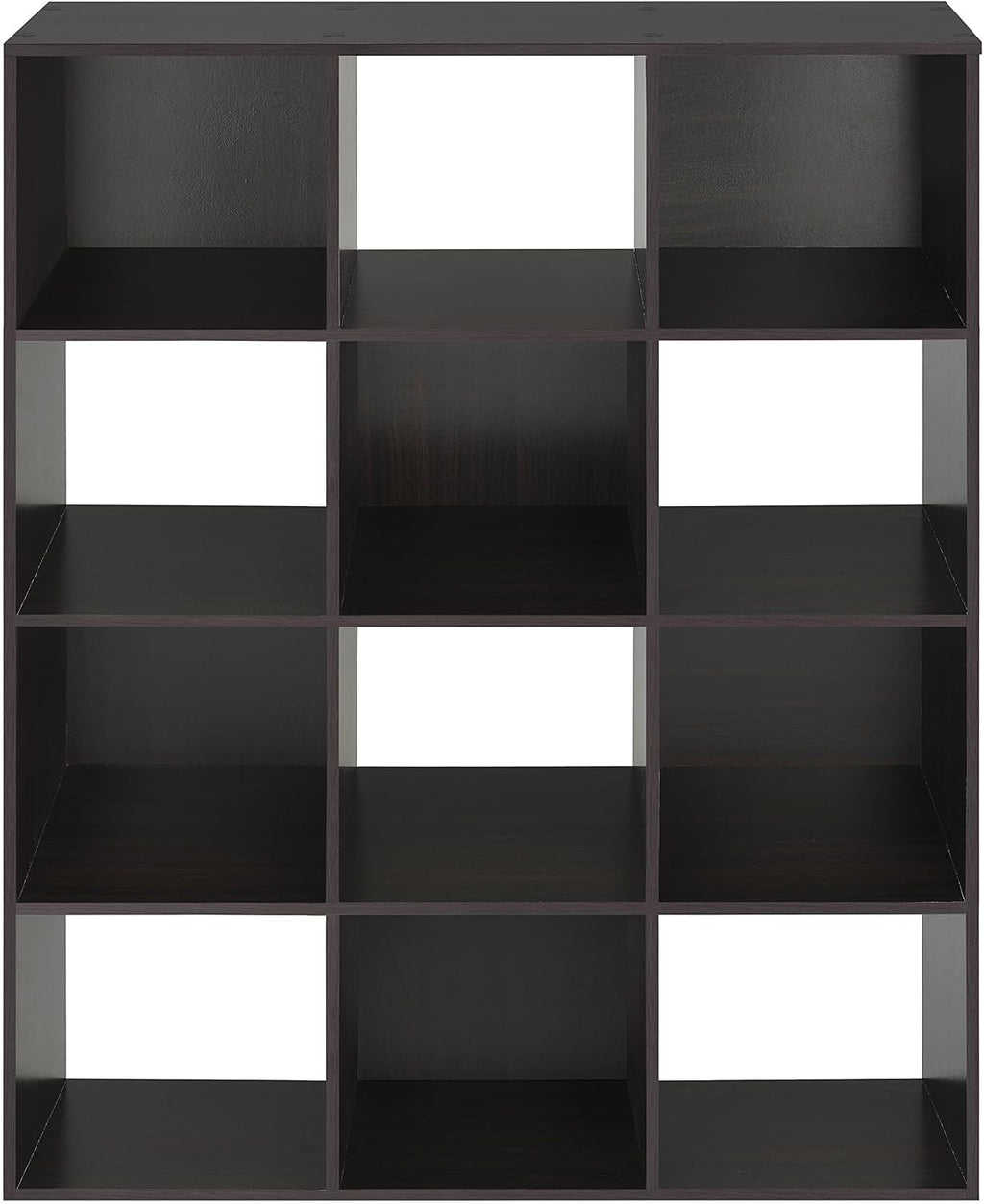 Whitmor 12 Cube Bookcase, 4 Tier Stackable MDF Bookself, Open Storage Display Organizer, Storage Cabinet for Living Room, Bedroom, Home, Office, 35.1' L x 11.7' W x 47.5' H, Espresso