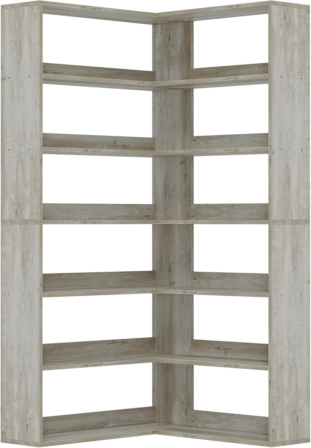 IRONCK Bookshelves 6 Tiers with Baffles Industrial Large Corner Etagere Bookcase Storage Display Rack for Living Room Home Office