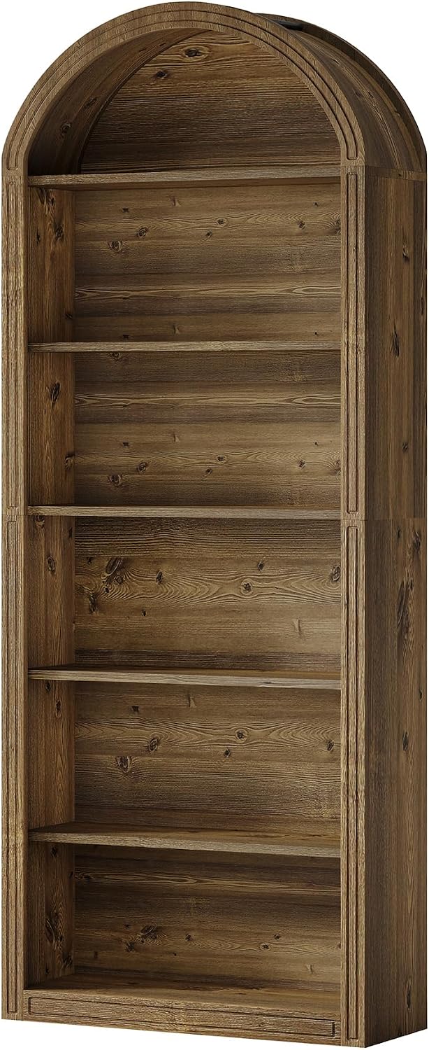 Tribesigns 6-Tier Arched Bookshelf, 77.16' Tall Arched Bookcase Open Display Shelving Unit with Storage Shelves for Living Room, Bedroom, Home Office