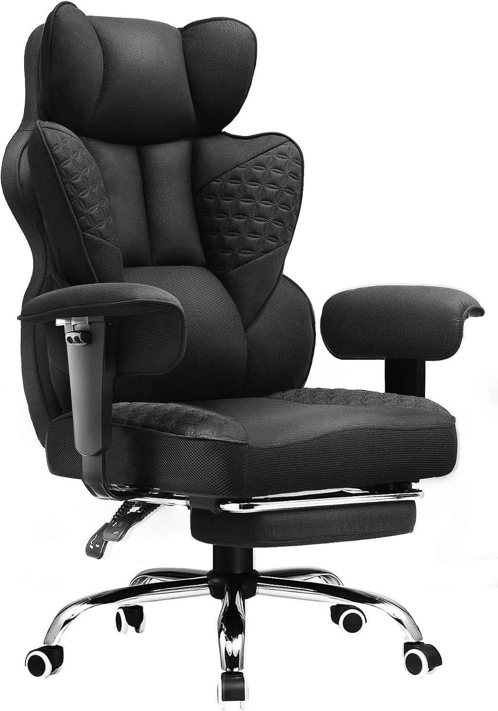 COMHOMA Big and Tall Office Chair Heavy Duty Wide Ergonomic Fabric Deluxe Embossing Designed Gaming Chair with Foot Rest,150°Reclining Adjustable Armrests Pocket Spring Back Support and Pillow