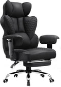 COMHOMA Big and Tall Office Chair Heavy Duty Wide Ergonomic Fabric Deluxe Embossing Designed Gaming Chair with Foot Rest,150°Reclining Adjustable Armrests Pocket Spring Back Support and Pillow