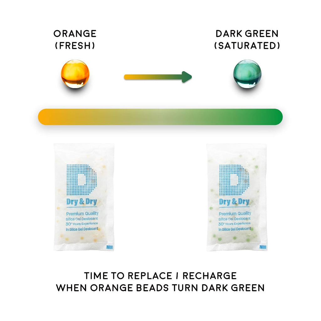 Dry & Dry 20 Gram [800 Packets] Orange Indicating Silica Gel Packets Desiccant - Food Safe Silica Gel Packs, Silica Gel, Desiccant Packs, Moisture Absorbers