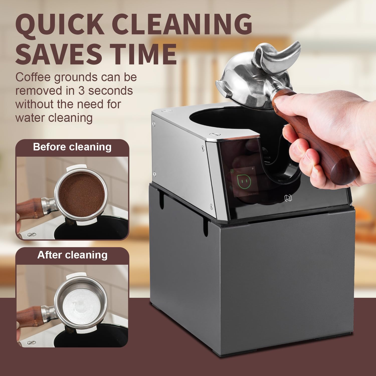 NUETRAL NS300 Pro Electric Portafilter Cleaner-Automatic Coffee Grounds Cleaning Machine-Knock box for Espresso coffee-Espresso Puck Sucker-Suitable for 58mm portafilters.