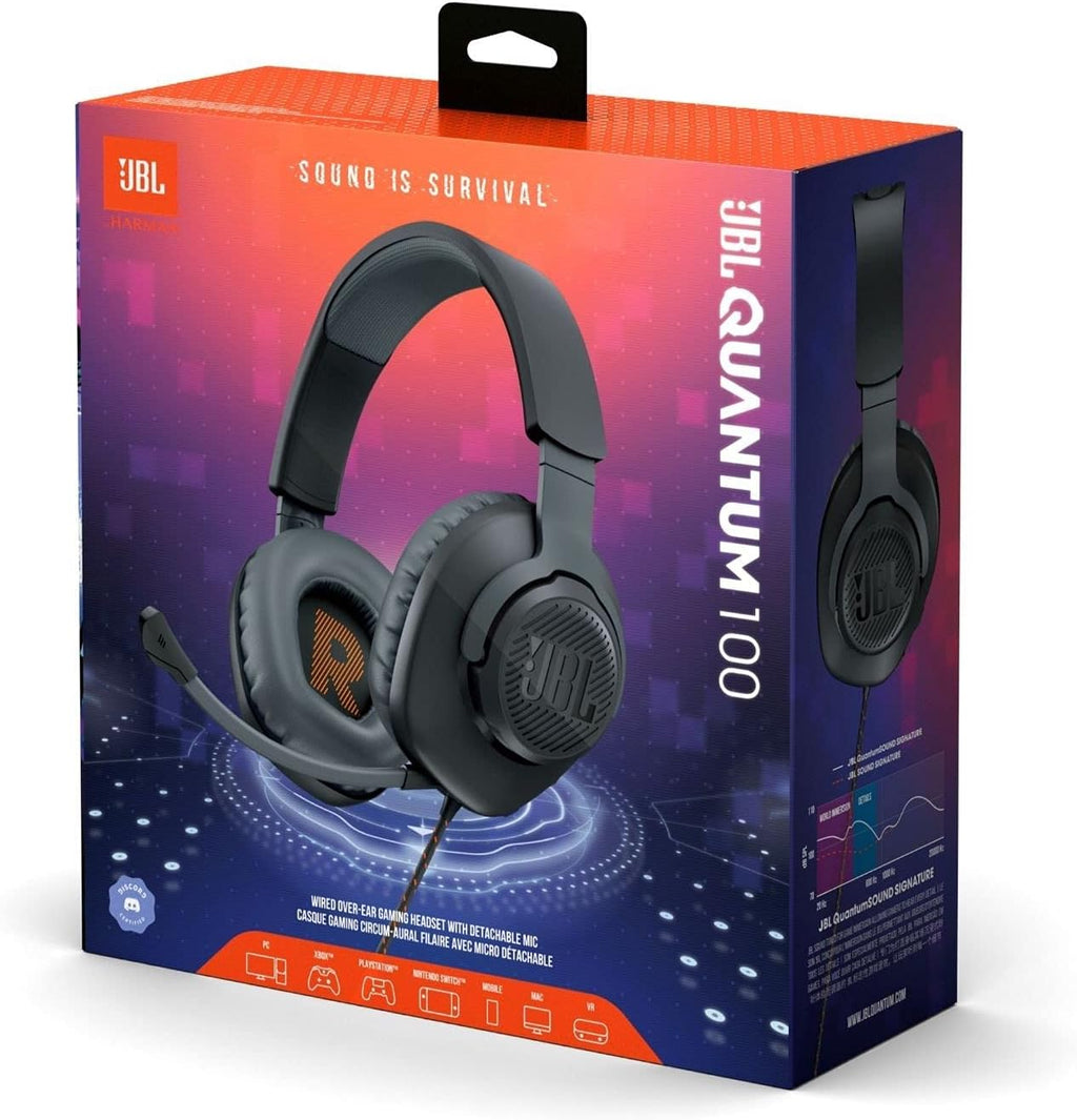 JBL Quantum 100 - Wired Over-Ear Gaming Headphones - Black,Large,(Pack of 4)