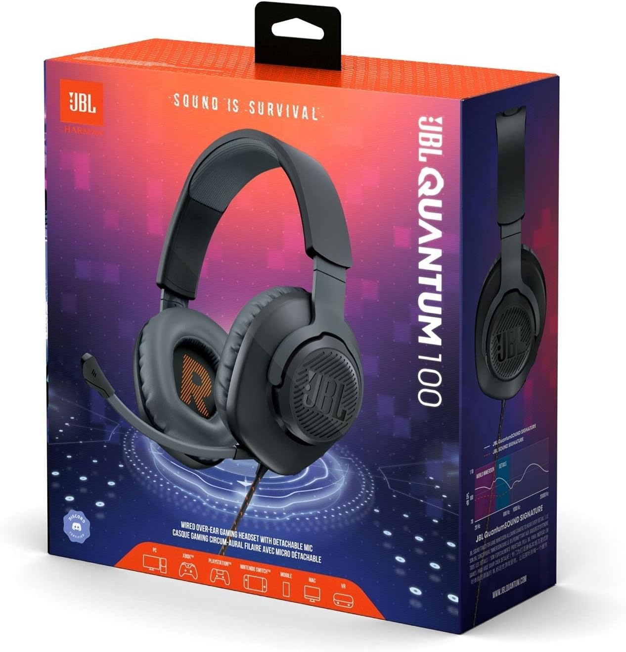 JBL Quantum 100 - Wired Over-Ear Gaming Headphones - Black,Large,(Pack of 4)