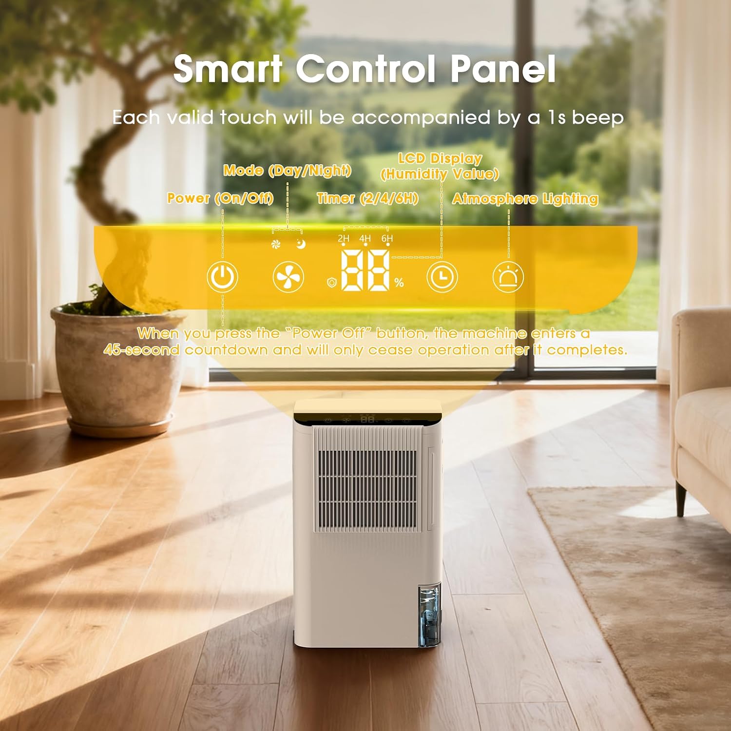 Dehumidifiers for Home, 2000 Sq.Ft Small Dehumidifier with 3.3ft Drain Hose, 2.5L Tank, Timer Sleep Mode, Portable Dehumidifier for Basement, Bedroom, Bathroom (Beige)