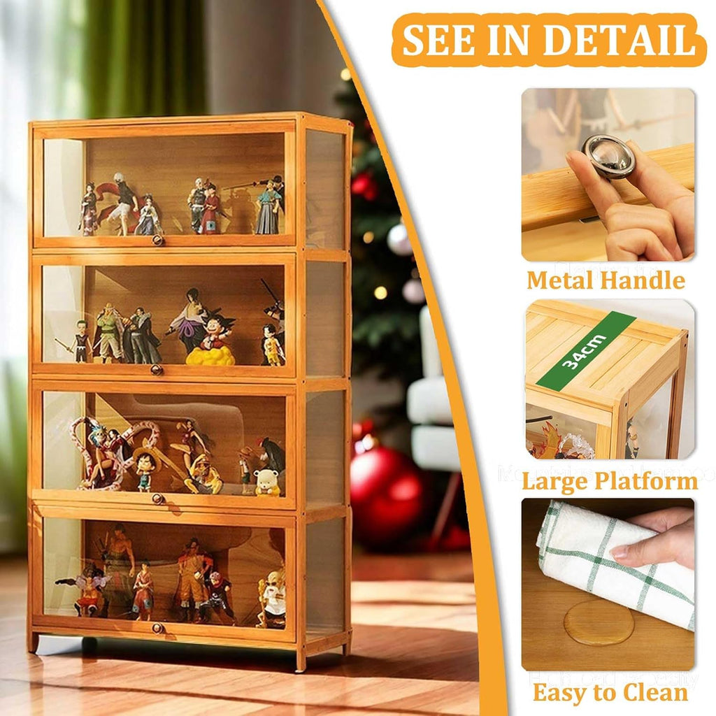 Display Cabinet Curio Cabinet with Acrylic Doors, Figures and Curio Collection Display Case, Floor Standing Clear Showcase for Living Room Bedroom,Gray,L31.5xW12.6xH41.7in