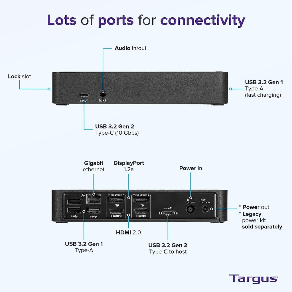 Targus USB-C Universal Docking Station with 100W Power Delivery (USB Type-C, 3 USB Type-A, Audio Jack, 2 DisplayPort, 2 HDMI 2.0, 1 RJ-45, Support up to 2 UHD 4K Display) Bundle with Docztorm (2 Pack)
