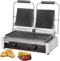 Commercial Panini Press with Grooved Grill Sandwich Maker Machine Electric Contact Grilled Cheese Machine Tuna Melt Omelets Non-Stick Cooking Surface Temperature Control,3600W