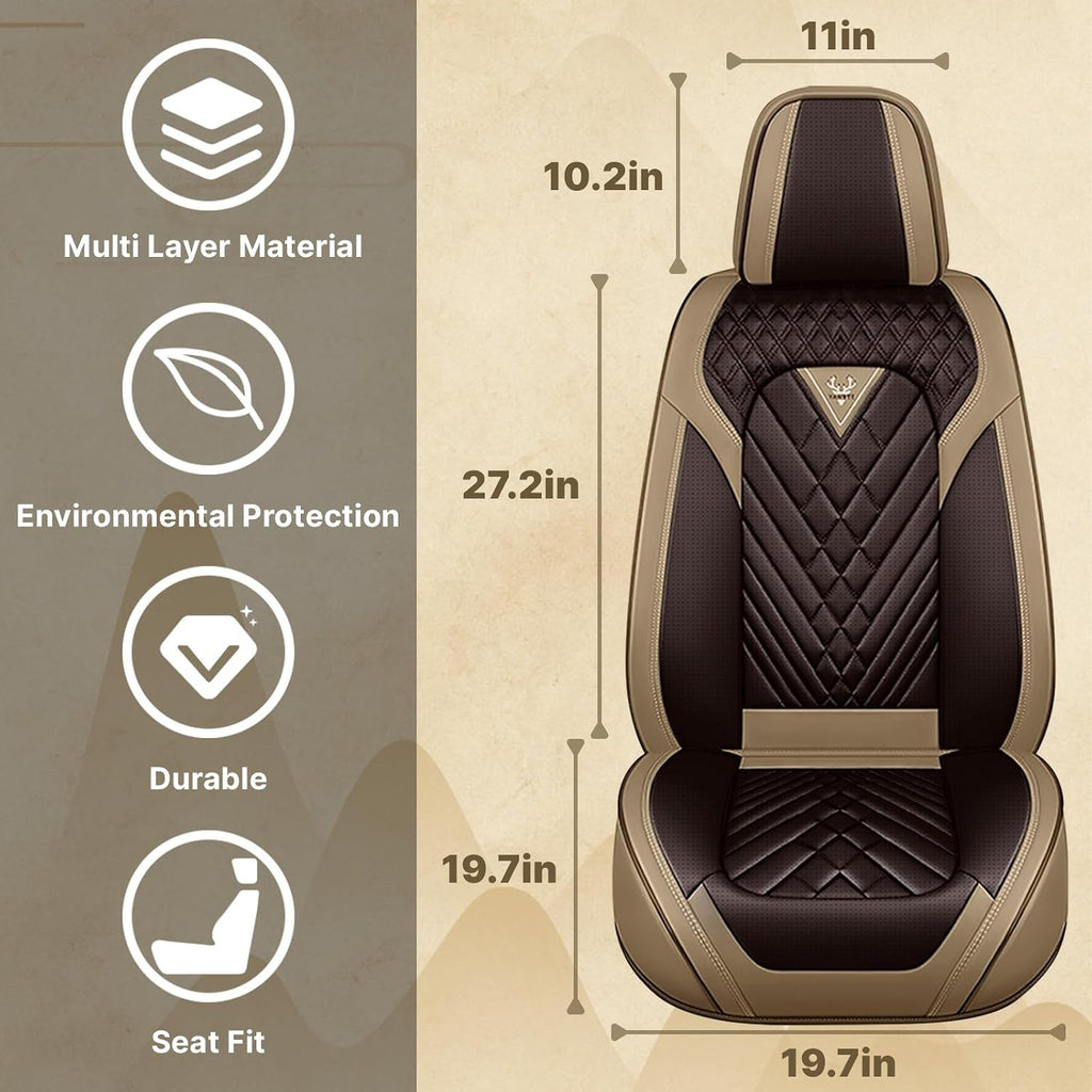Fit for Chevy Silverado 1500/2500/3500 2007-2026 Seat Covers, Fashion Sport Seat Cover with Waterproof Leather, Airbag Safe Design Seat Protector (2 Front Seat Standard, Brown Coffee)
