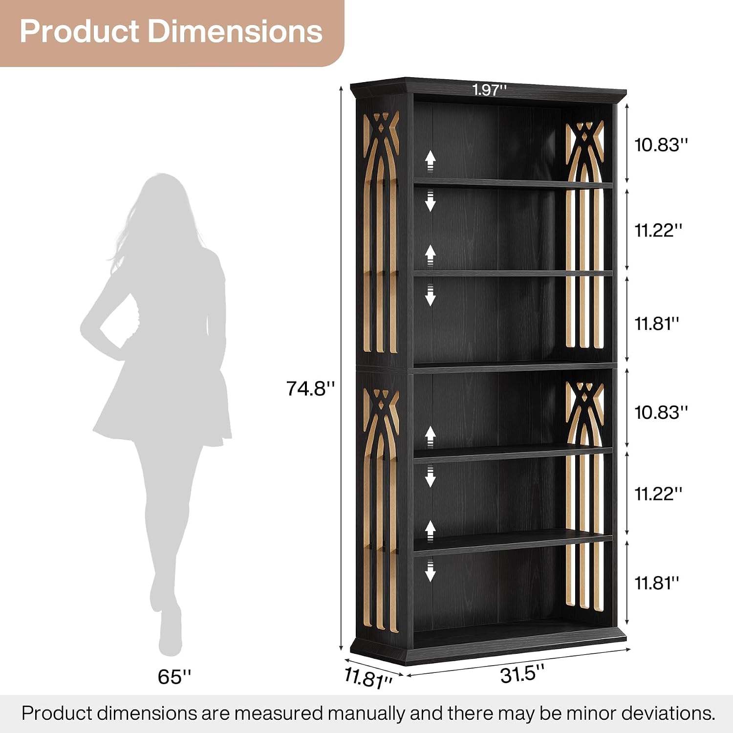 Tribesigns 6-Tier Bookshelf, 75-Inch Tall Bookcase, Large Bookshelves and Bookcases Freestanding Display Shelves, Wood Book Shelf for Living Room, Home Office, Bedroom, Black (2Packs)