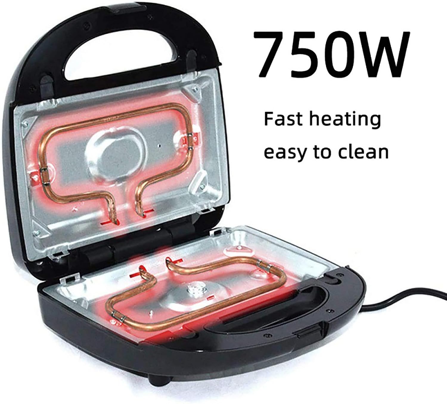 6 in 1 Indoor Grill, Panini Press Grill Sandwich Maker with Cool Touch Handle, Electric Contact Grill and Griddle with Removable Nonstick Grill Plates for Cheese Steak, Stainless Steel