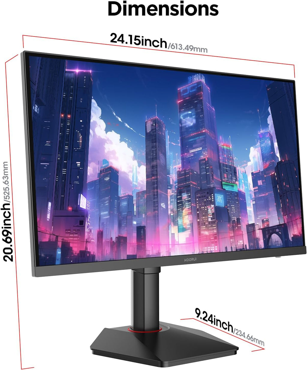 KOORUI 27 Inch Gaming Monitor, 1440p 320Hz Fast IPS PC Monitor, 1ms, HDR400, 98% DCI-P3, PIP/PBP Mode, Adaptive Sync Compatible, Ergonomic Stand, HDMI 2.1 & DisplayPort 1.4, VESA Mountable, G2721E