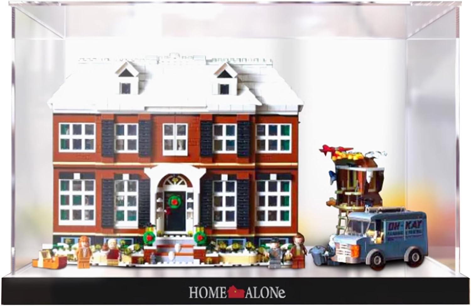 Acrylic Display Case for Lego 21330 Home Alone Building Set,Clear Display Case, Dust-Proof Display Case Compatible with Lego 21330 (Only Display Case) (Raise The Base)