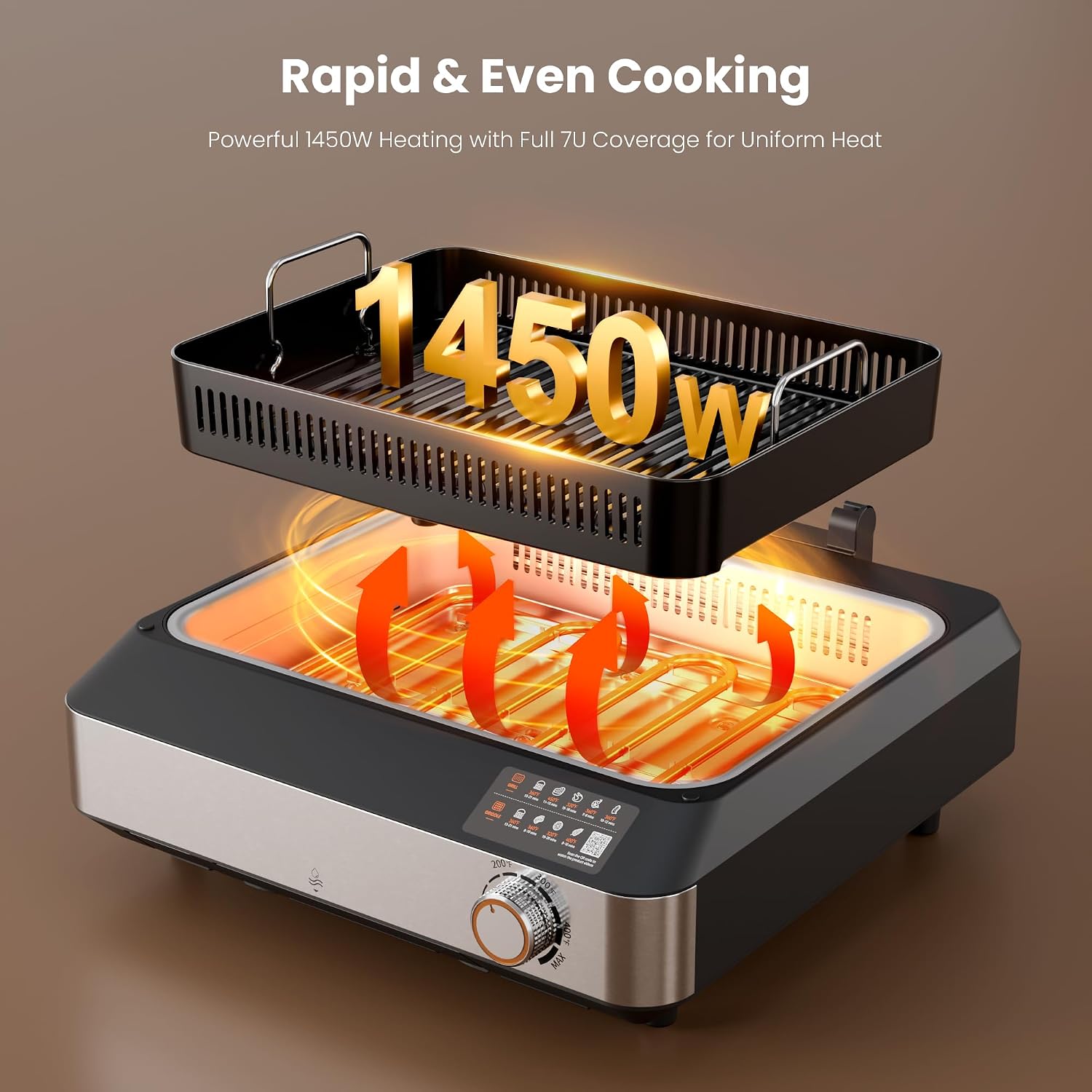 Kismile 2-in-1 Griddle and Indoor Grill,Electric Smokeless Grill with Temperature Control,Portable Smoke-Free Griddle for Indoor Steaks