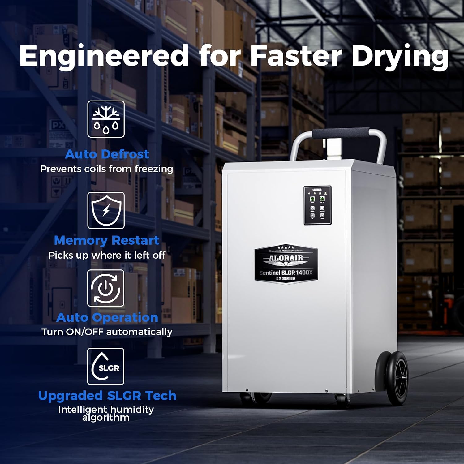 ALORAIR Commercial Dehumidifier 275 Pints with Drain Hose SLGR Tech High Efficient Industrial Dehu for Water Damage Restore, Basement, Warehouse, Home Use, Garage, 6 Years Limited Warranty