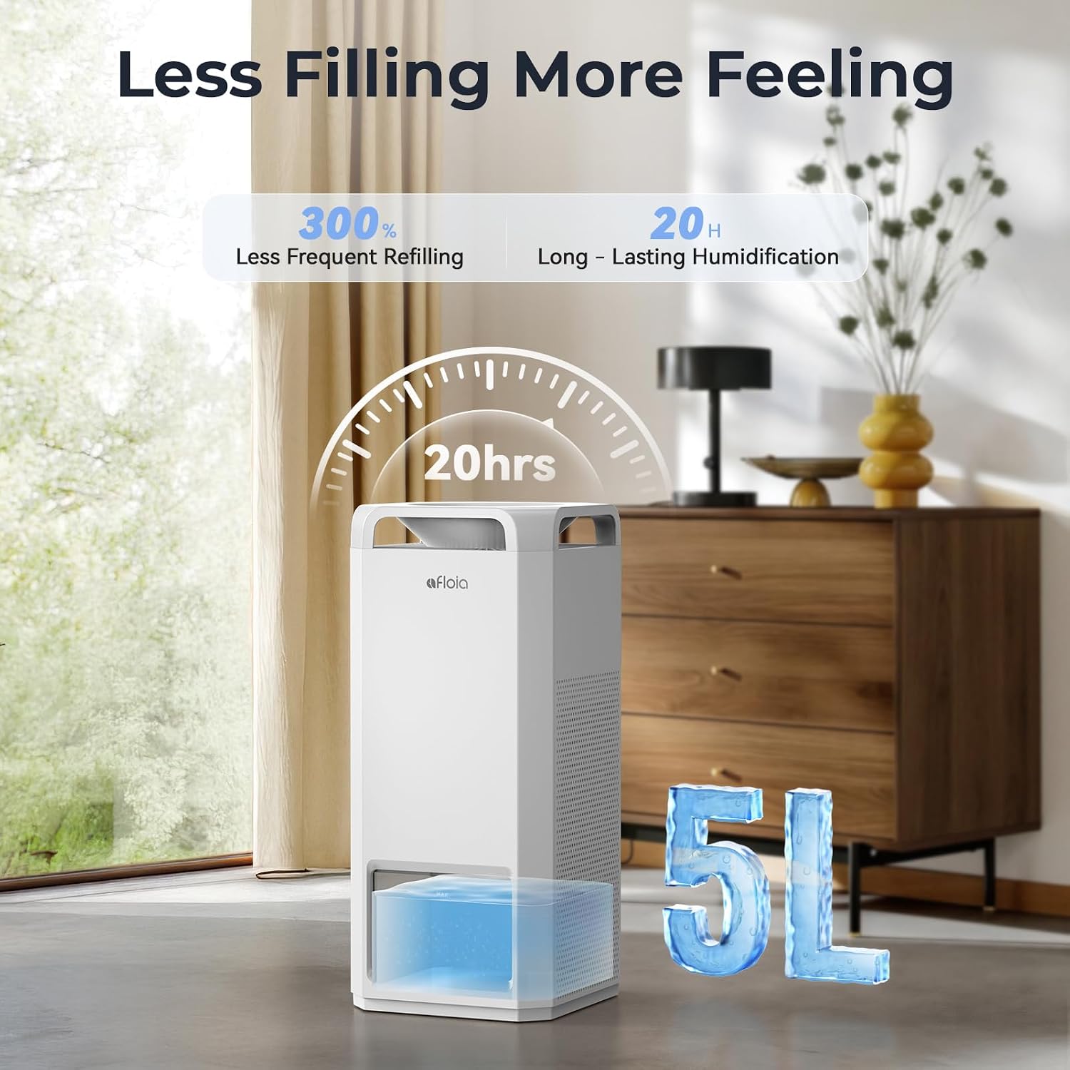 Afloia Air Purifier and Humidifier Combo in One-Cool Mist Evaporative for Home Bedroom Large Roome up tp 3000ft², with Humidity&Air Quality Sensor, Remove Pets Hair Mold Dust Odor Pollen Smoke, White